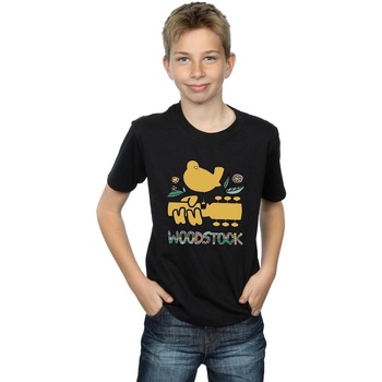 Abbigliamento Bambino T-shirt maniche corte Woodstock Bird Aztec Pattern Nero