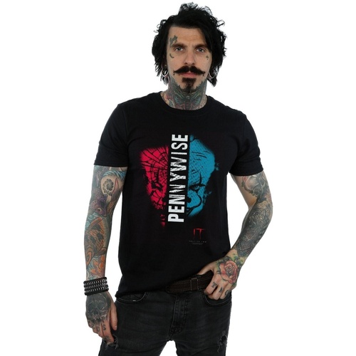 Abbigliamento Uomo T-shirts a maniche lunghe It Chapter 2 Pennywise Split Face Nero