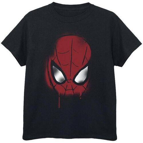 Abbigliamento Bambino T-shirt maniche corte Marvel Spider-Man Face Sketch Nero