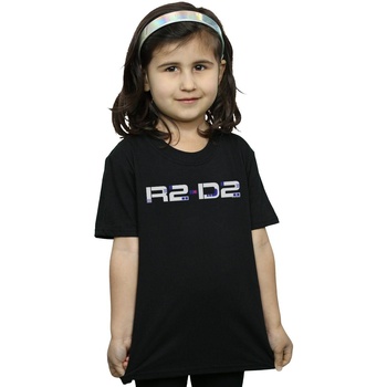 Abbigliamento Bambina T-shirts a maniche lunghe Disney The Rise Of Skywalker R2-D2 Text Logo Nero