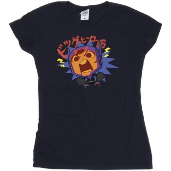 Abbigliamento Donna T-shirts a maniche lunghe Disney Big Hero 6 Baymax Hiro Angry Manga Blu