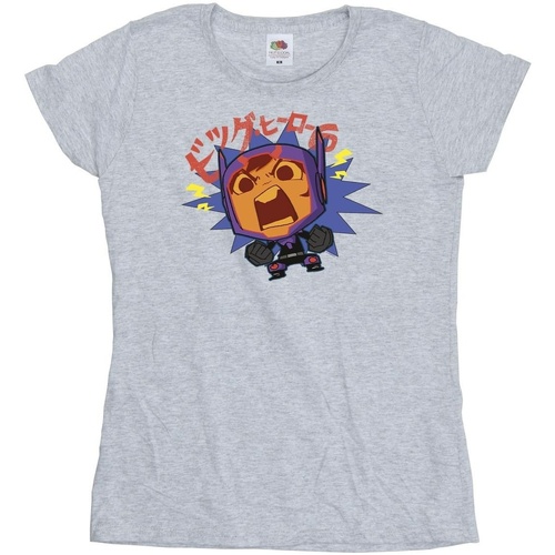 Abbigliamento Donna T-shirts a maniche lunghe Disney Big Hero 6 Baymax Hiro Angry Manga Grigio