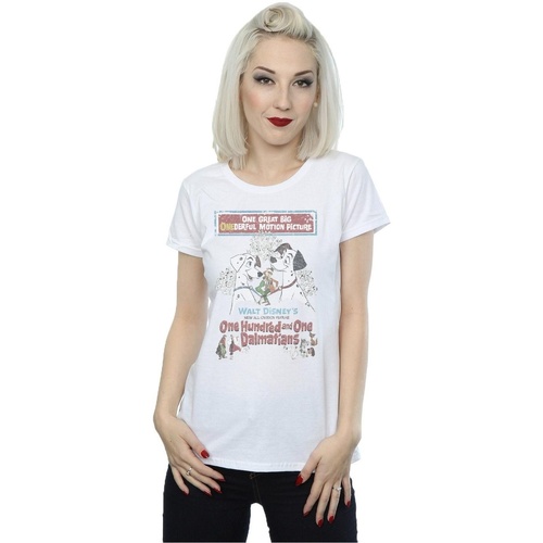 Abbigliamento Donna T-shirts a maniche lunghe Disney 101 Dalmatians Retro Poster Bianco