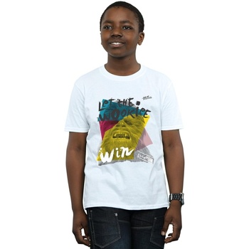 Abbigliamento Bambino T-shirt maniche corte Disney Let The Wookiee Win Bianco