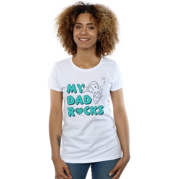 Abbigliamento Donna T-shirts a maniche lunghe The Flintstones Pebbles My Dad Rocks Bianco