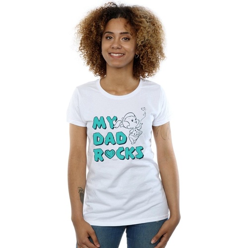 Abbigliamento Donna T-shirts a maniche lunghe The Flintstones Pebbles My Dad Rocks Bianco