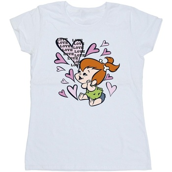 Abbigliamento Donna T-shirts a maniche lunghe The Flintstones Pebbles Love Love Love Bianco