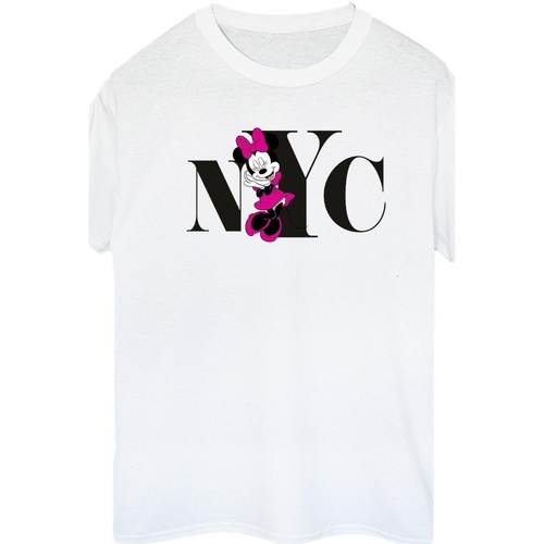 Abbigliamento Donna T-shirts a maniche lunghe Disney Minnie Mouse NYC Bianco