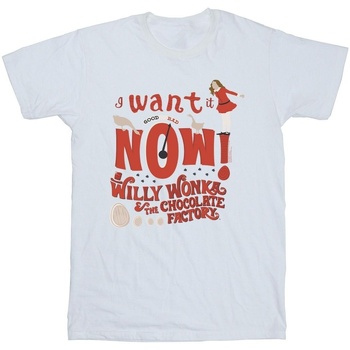 Abbigliamento Uomo T-shirts a maniche lunghe Willy Wonka Verruca Salt I Want It Now Bianco