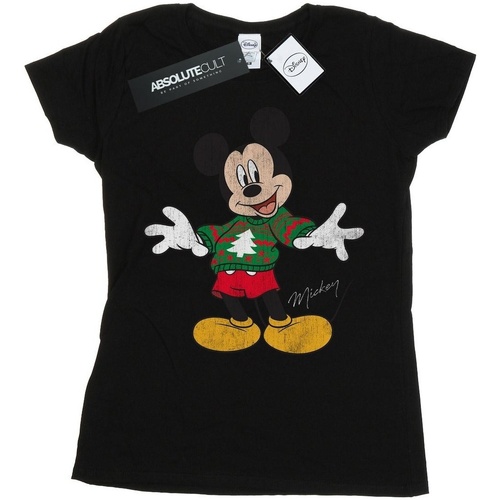 Abbigliamento Donna T-shirts a maniche lunghe Disney Mickey Mouse Christmas Jumper Nero