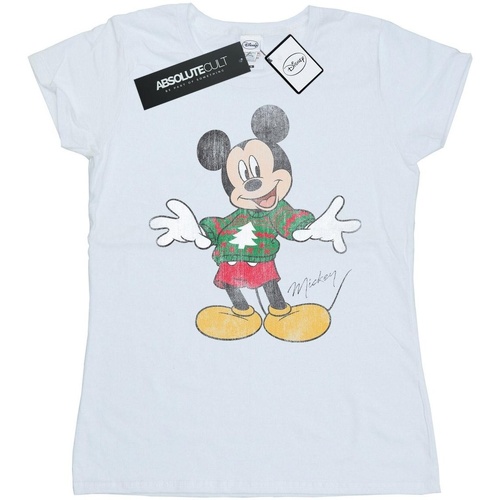 Abbigliamento Donna T-shirts a maniche lunghe Disney Mickey Mouse Christmas Jumper Bianco