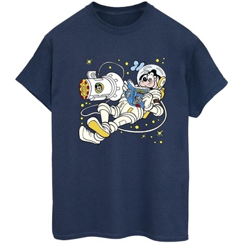 Abbigliamento Donna T-shirts a maniche lunghe Disney Goofy Reading In Space Blu