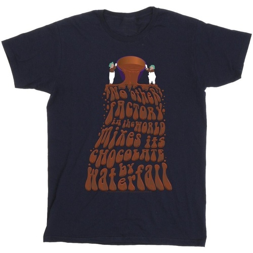 Abbigliamento Uomo T-shirts a maniche lunghe Willy Wonka Chocolate Waterfall Blu