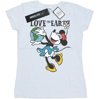 Abbigliamento Donna T-shirts a maniche lunghe Disney Mickey Mouse Love The Earth Bianco