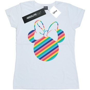 Abbigliamento Donna T-shirts a maniche lunghe Disney Minnie Mouse Rainbow Face Bianco