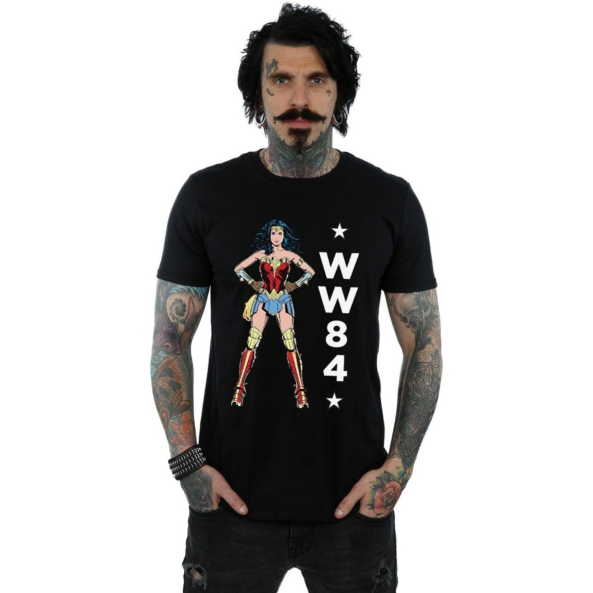 Abbigliamento Uomo T-shirts a maniche lunghe Dc Comics Wonder Woman 84 Standing Logo Nero