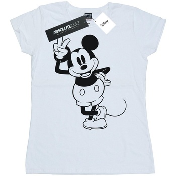 Abbigliamento Donna T-shirts a maniche lunghe Disney Mickey Mouse Peace Hand Bianco