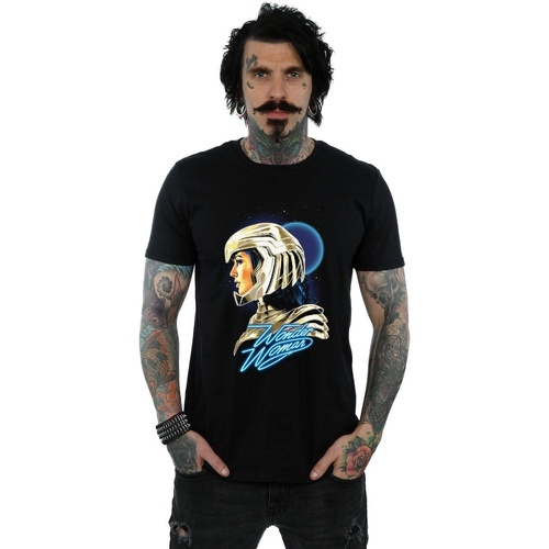 Abbigliamento Uomo T-shirts a maniche lunghe Dc Comics Wonder Woman 84 Retro Gold Helmet Nero