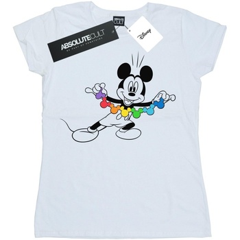 Abbigliamento Donna T-shirts a maniche lunghe Disney Mickey Mouse Rainbow Chain Bianco