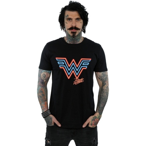 Abbigliamento Uomo T-shirts a maniche lunghe Dc Comics Wonder Woman 84 Neon Emblem Nero