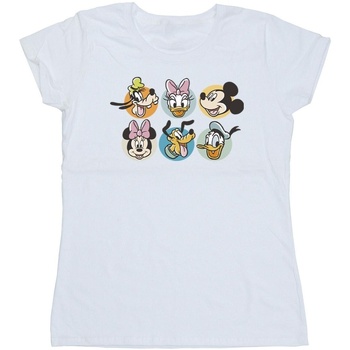 Abbigliamento Donna T-shirts a maniche lunghe Disney Mickey Mouse And Friends Faces Bianco