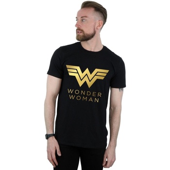 Abbigliamento Uomo T-shirts a maniche lunghe Dc Comics Wonder Woman 84 Golden Logo Nero