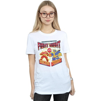 Abbigliamento Donna T-shirts a maniche lunghe Marvel Fight Night Iron Man Vs Thanos Bianco