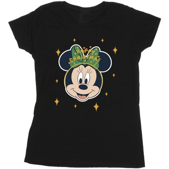 Abbigliamento Donna T-shirts a maniche lunghe Disney Minnie Mouse Happy Christmas Nero