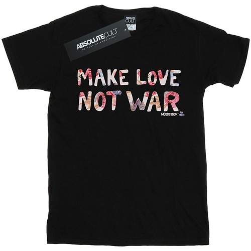 Abbigliamento Bambina T-shirts a maniche lunghe Woodstock Make Love Not War Floral Nero