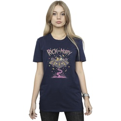 Abbigliamento Donna T-shirts a maniche lunghe Rick And Morty Pink Spaceship Blu