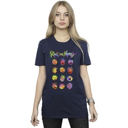 Abbigliamento Donna T-shirts a maniche lunghe Rick And Morty Tie Dye Faces Blu