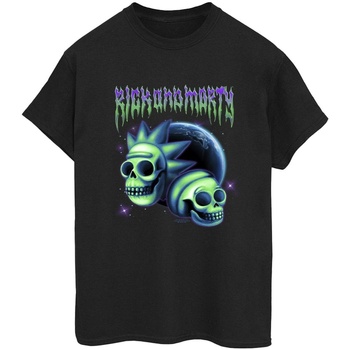 Abbigliamento Donna T-shirts a maniche lunghe Rick And Morty Space Skull Nero
