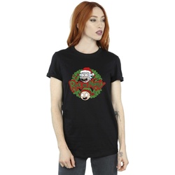 Abbigliamento Donna T-shirts a maniche lunghe Rick And Morty Christmas Wreath Nero