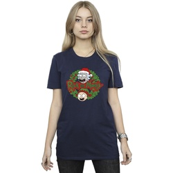 Abbigliamento Donna T-shirts a maniche lunghe Rick And Morty Christmas Wreath Blu