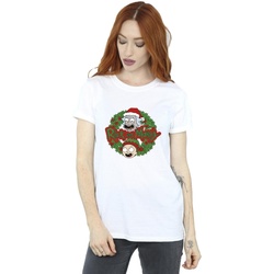 Abbigliamento Donna T-shirts a maniche lunghe Rick And Morty Christmas Wreath Bianco