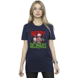 Abbigliamento Donna T-shirts a maniche lunghe Rick And Morty Merry Rickmas Blu