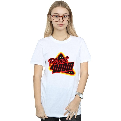 Abbigliamento Donna T-shirts a maniche lunghe Ready Player One Planet Doom Logo Bianco