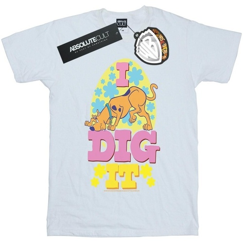 Abbigliamento Donna T-shirts a maniche lunghe Scooby Doo Easter I Dig It Bianco