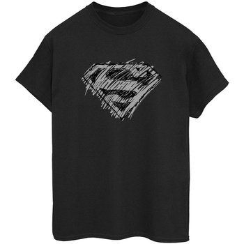 Abbigliamento Donna T-shirts a maniche lunghe Dc Comics Superman Logo Sketch Nero