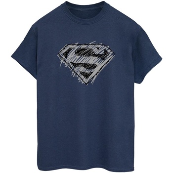 Abbigliamento Donna T-shirts a maniche lunghe Dc Comics Superman Logo Sketch Blu