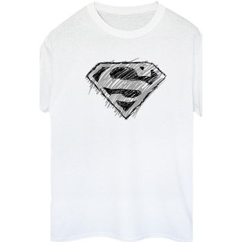 Abbigliamento Donna T-shirts a maniche lunghe Dc Comics Superman Logo Sketch Bianco