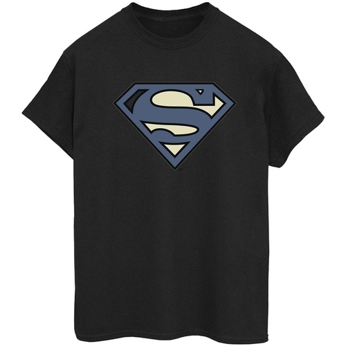 Abbigliamento Donna T-shirts a maniche lunghe Dc Comics Superman Indigo Blue Logo Nero