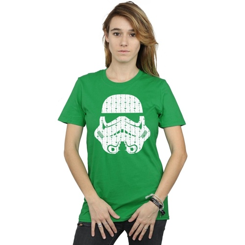 Abbigliamento Donna T-shirts a maniche lunghe Disney Christmas Stormtrooper Helmet Verde
