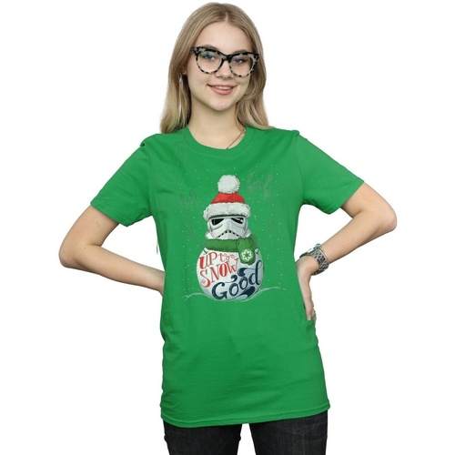 Abbigliamento Donna T-shirts a maniche lunghe Disney Stormtrooper Up To Snow Good Verde