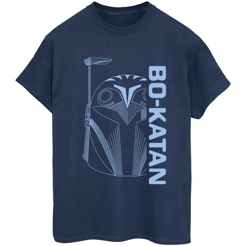 Abbigliamento Donna T-shirts a maniche lunghe Disney The Mandalorian Bo Katan Helm Blu