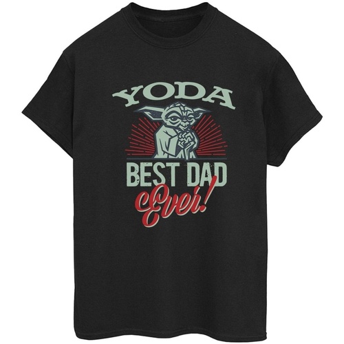 Abbigliamento Donna T-shirts a maniche lunghe Disney Mandalorian Yoda Dad Nero