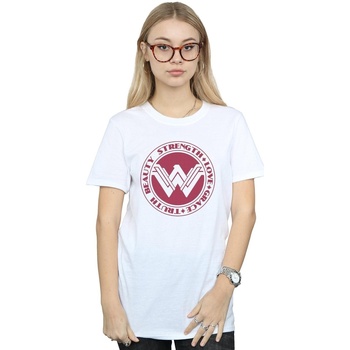 Abbigliamento Donna T-shirts a maniche lunghe Dc Comics Wonder Woman Beauty Strength Love Bianco