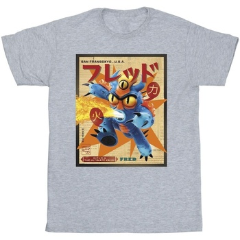 Abbigliamento Uomo T-shirts a maniche lunghe Disney Big Hero 6 Baymax Fred Newspaper Grigio