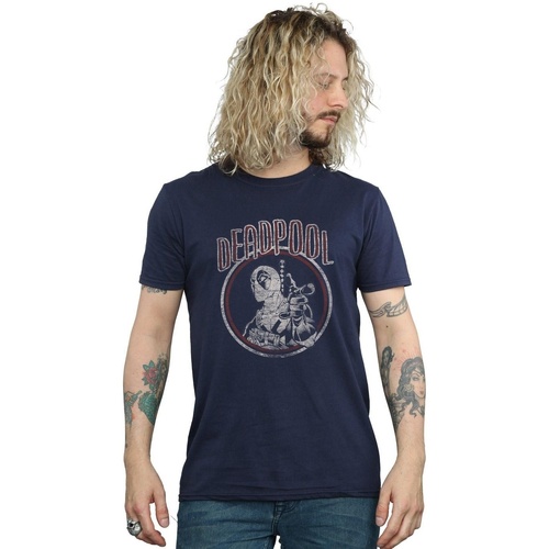 Abbigliamento Uomo T-shirts a maniche lunghe Marvel Deadpool Vintage Circle Blu