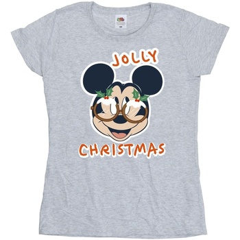 Abbigliamento Donna T-shirts a maniche lunghe Disney Mickey Mouse Jolly Christmas Glasses Grigio